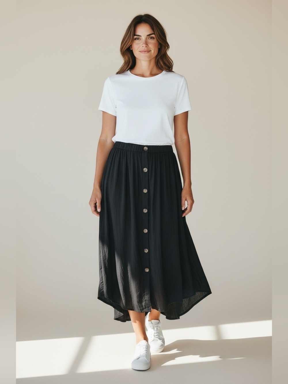 J.Jill Maxi Buttons Casual Women’s Black Skirt Size M NWT